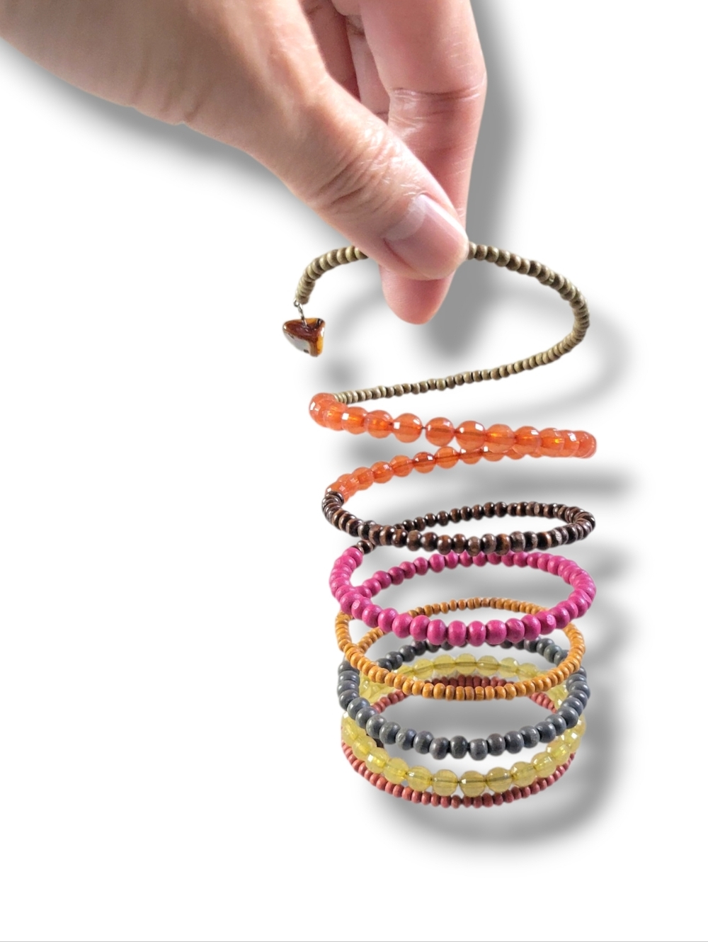Colorful Boho Multi-Strand Beaded Wire Wrap Bracelet - Picture 5 of 9